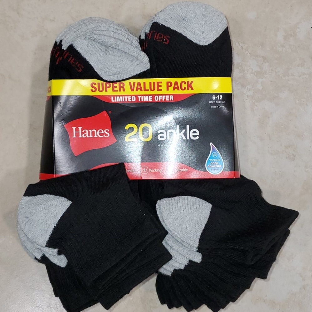 Hanes men's ankle socks